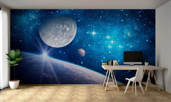 Pianeta e luna nello spazio Pianeta e luna nello spazio