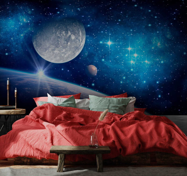 Pianeta e luna nello spazio Pianeta e luna nello spazio