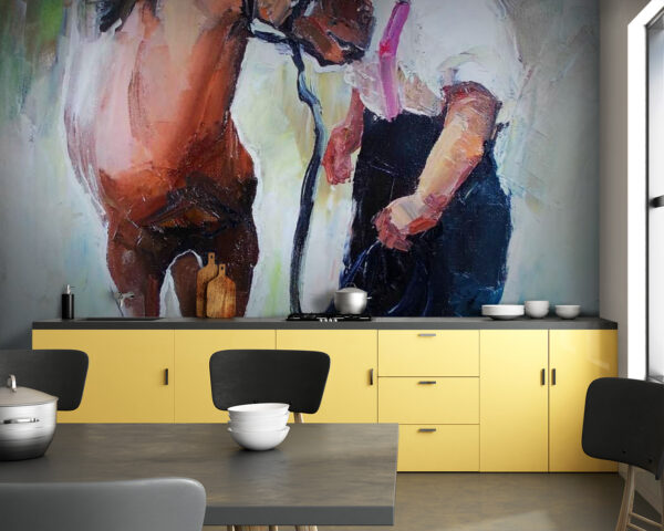 Pittura di una ragazza che bacia un cavallo Pittura di una ragazza che bacia un cavallo