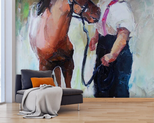 Pittura di una ragazza che bacia un cavallo Pittura di una ragazza che bacia un cavallo
