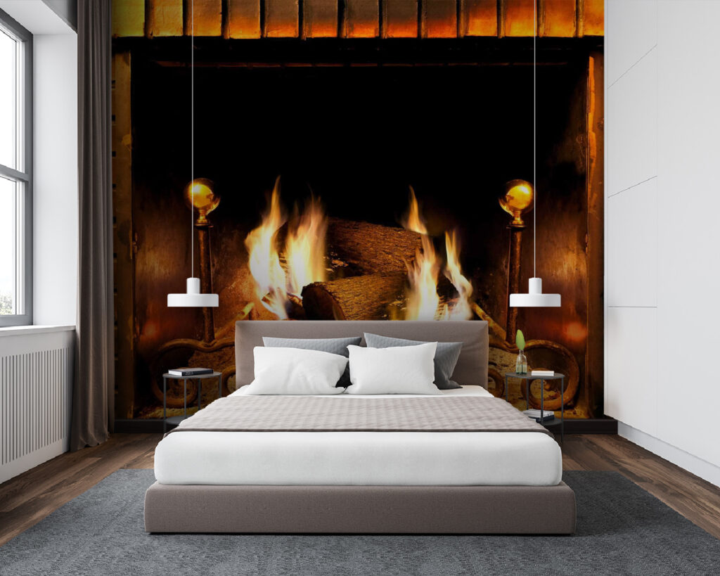 Fire in a fireplace Fire in a fireplace