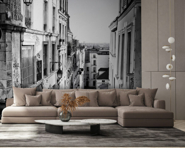 Strada con edifici e lampioni Strada con edifici e lampioni