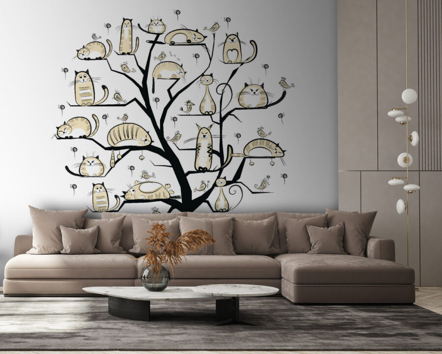 Albero con gatti sopra Albero con gatti sopra