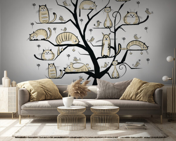 Albero con gatti sopra Albero con gatti sopra