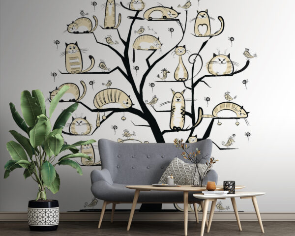 Albero con gatti sopra Albero con gatti sopra