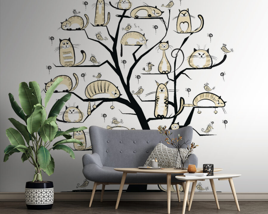 Albero con gatti sopra Albero con gatti sopra