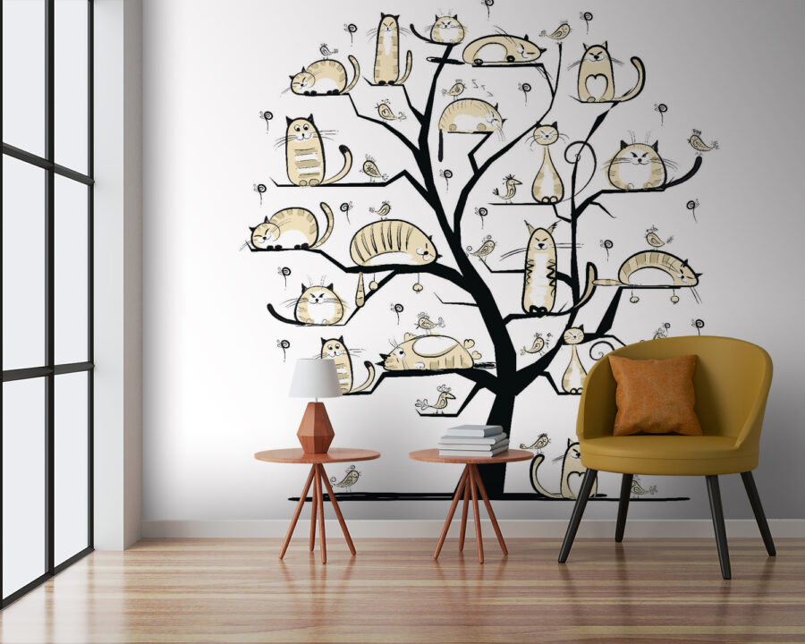 Albero con gatti sopra Albero con gatti sopra