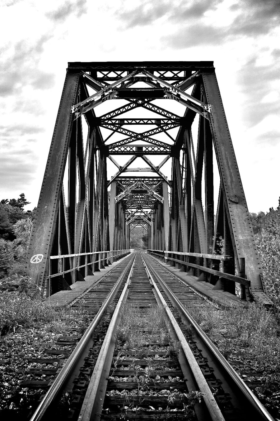 Binari del treno che attraversano un ponte