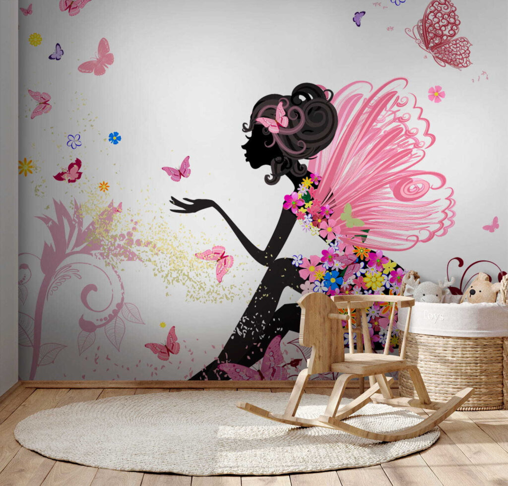 Woman sitting on a flowery dress