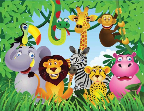 Gruppo di animali nella giungla Gruppo di animali nella giungla