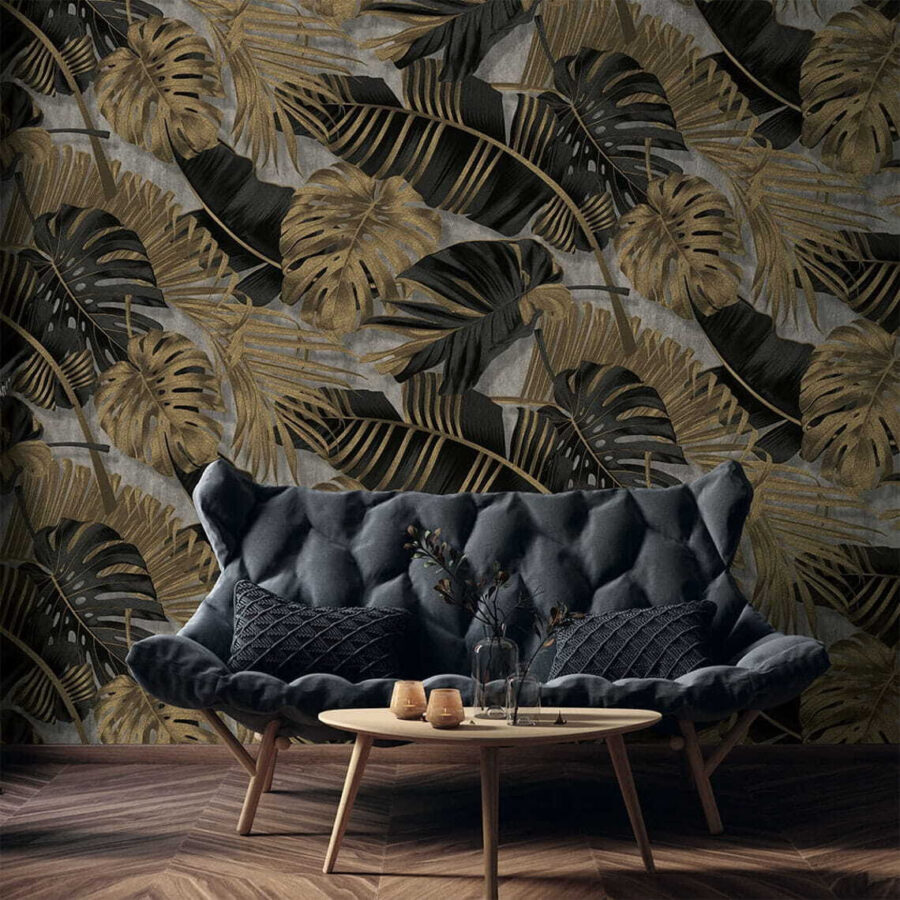 Elegante fogliame tropicale su un fondale strutturato