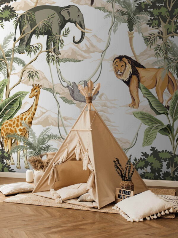 Carta da parati Carta da parati Carta da parati con animali e alberi (COD: u51916)