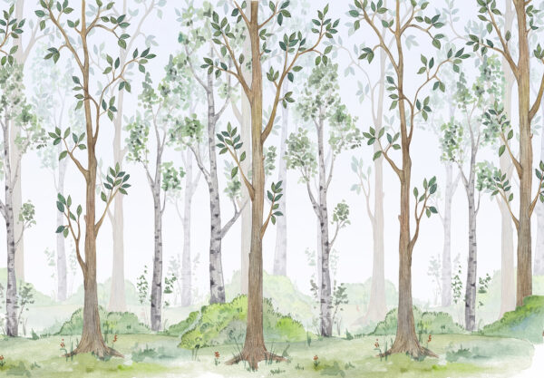 Pittura ad acquerello di alberi ed erba Pittura ad acquerello di alberi ed erba
