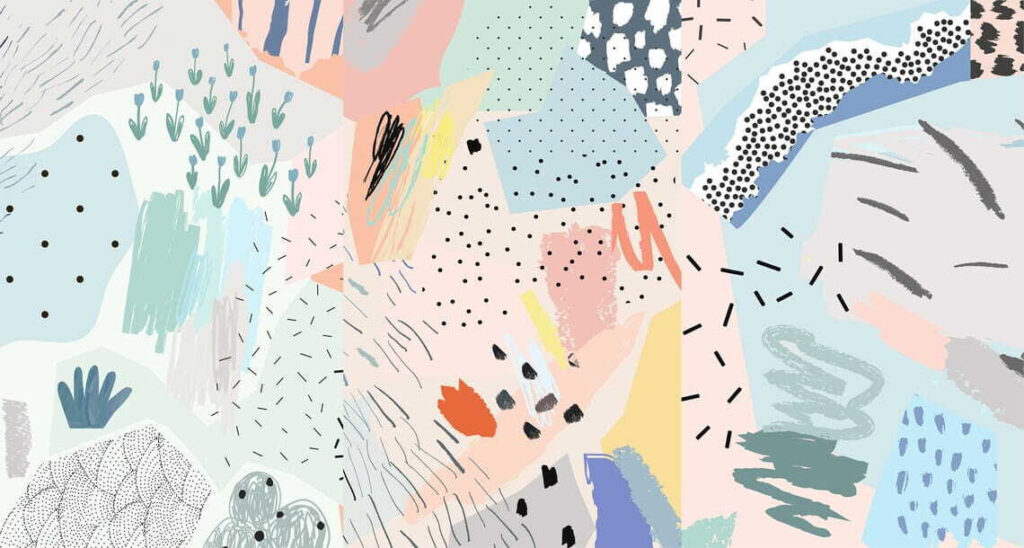 Collage di pezzi di carta di diversi colori Collage di pezzi di carta di diversi colori