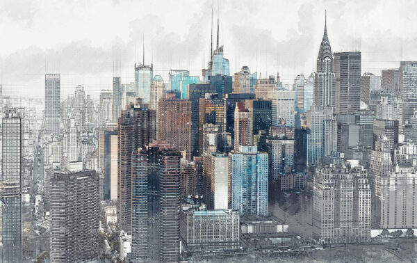Lo skyline della città con molti edifici alti Lo skyline della città con molti edifici alti