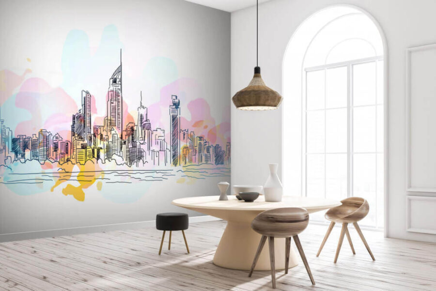 Carta da parati Disegno di una città