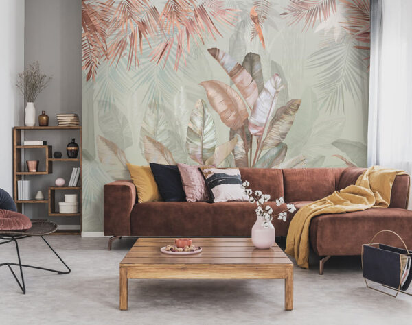 Tropical foliage in soft pastel hues Tropical foliage in soft pastel hues