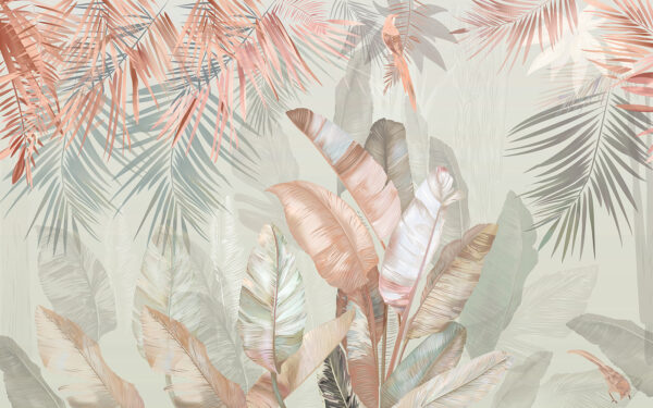 Tropical foliage in soft pastel hues Tropical foliage in soft pastel hues