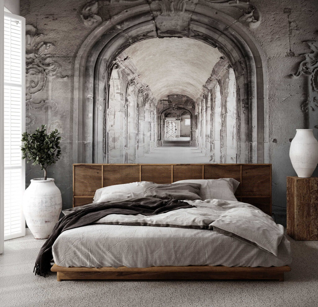 Stone archway with a stone wall Stone archway with a stone wall