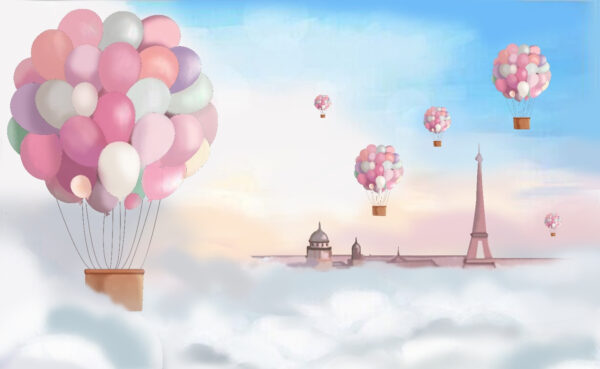 Gruppo di palloncini che fluttuano nel cielo Gruppo di palloncini che fluttuano nel cielo