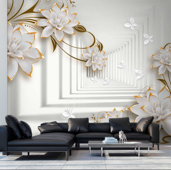 Fiori bianchi e arancioni su sfondo bianco Fiori bianchi e arancioni su sfondo bianco