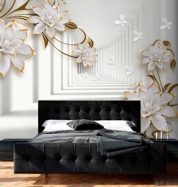 Fiori bianchi e arancioni su sfondo bianco Fiori bianchi e arancioni su sfondo bianco