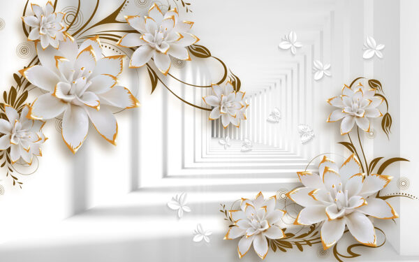 Fiori bianchi e arancioni su sfondo bianco Fiori bianchi e arancioni su sfondo bianco