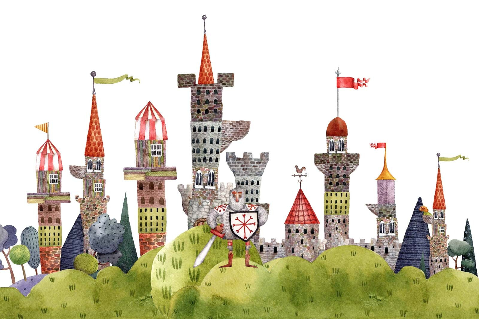 Watercolor painting of a castle Watercolor painting of a castle