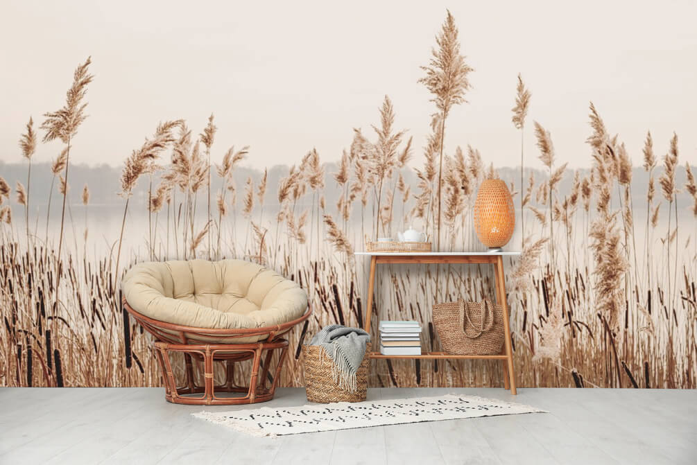 Tall grass with a body of water in the background