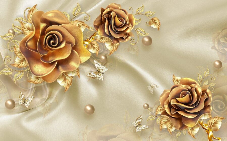 Eleganti rose con delicate farfalle.