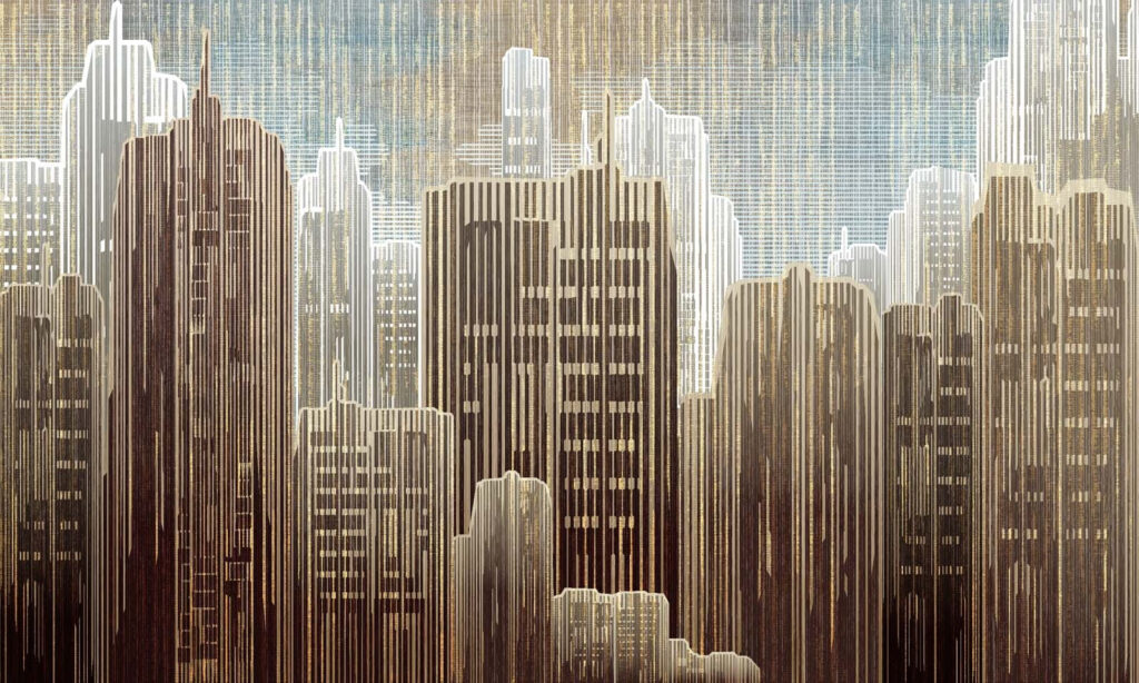 Lo skyline della città con molti edifici alti Lo skyline della città con molti edifici alti