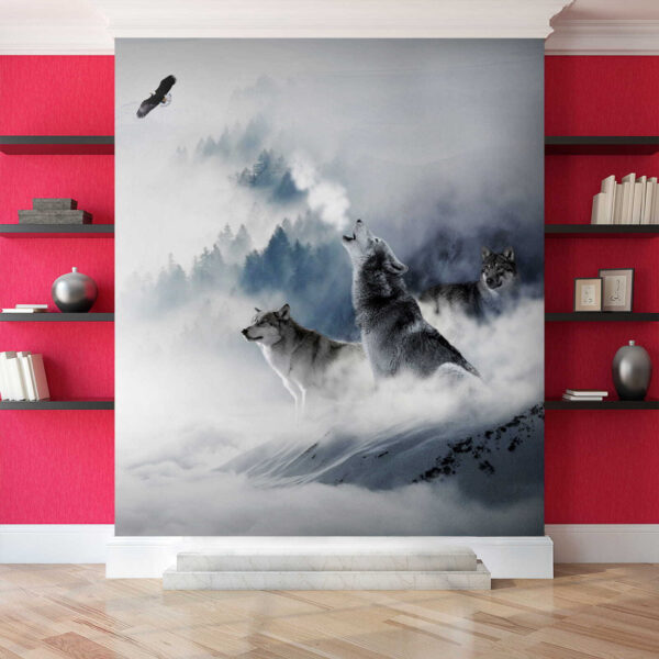 Lupo che ulula nella neve Lupo che ulula nella neve