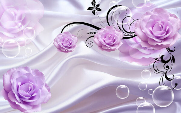 Fiori viola su un panno bianco Fiori viola su un panno bianco