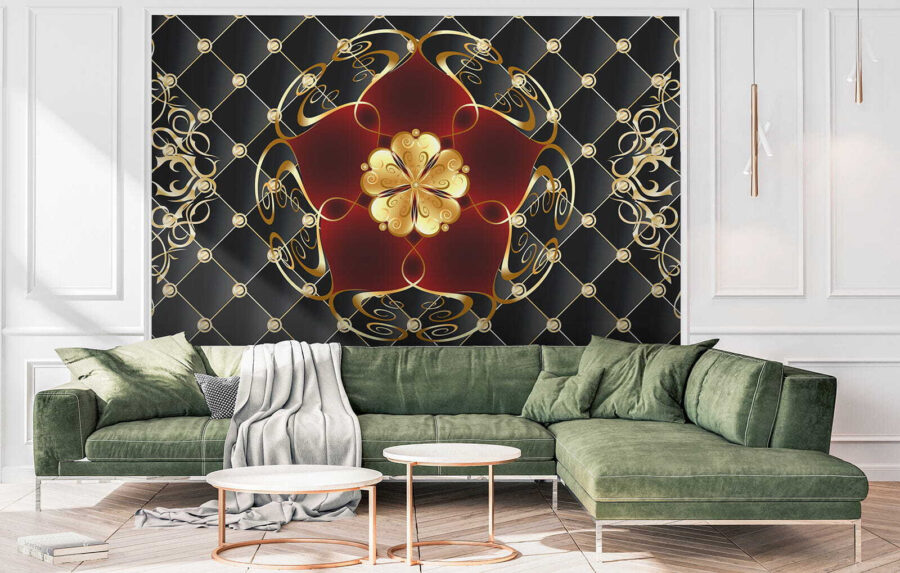 Elegante disegno floreale su sfondo nero