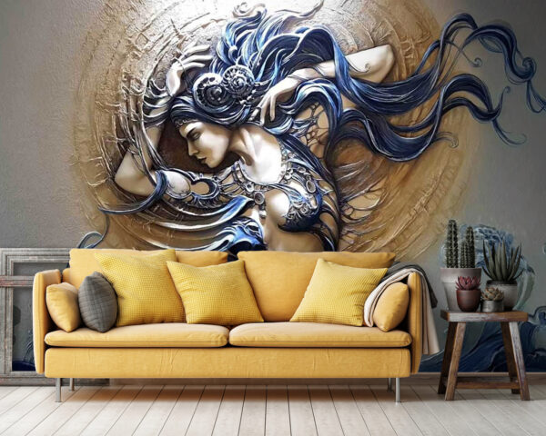 Pittura di una donna con i capelli lunghi Pittura di una donna con i capelli lunghi