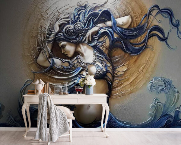 Pittura di una donna con i capelli lunghi Pittura di una donna con i capelli lunghi