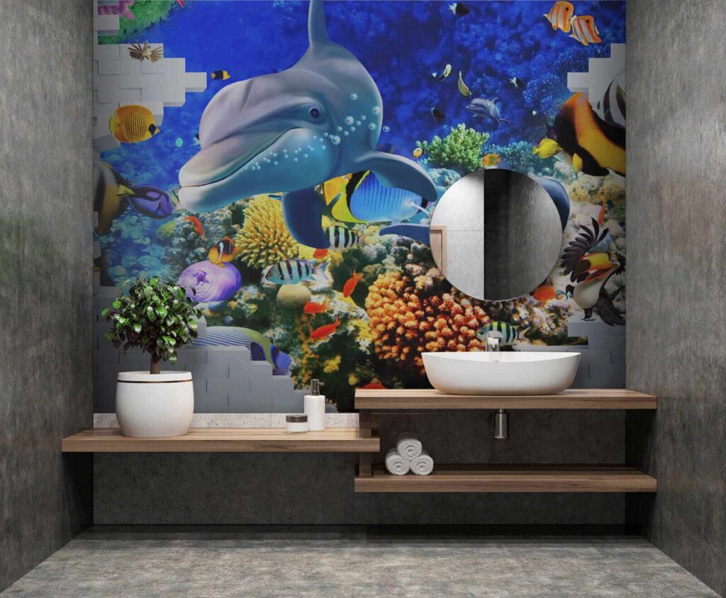 Murale di un pesce e delfini u40459pit2 1024x844 - Murale di un pesce e delfini - tegory