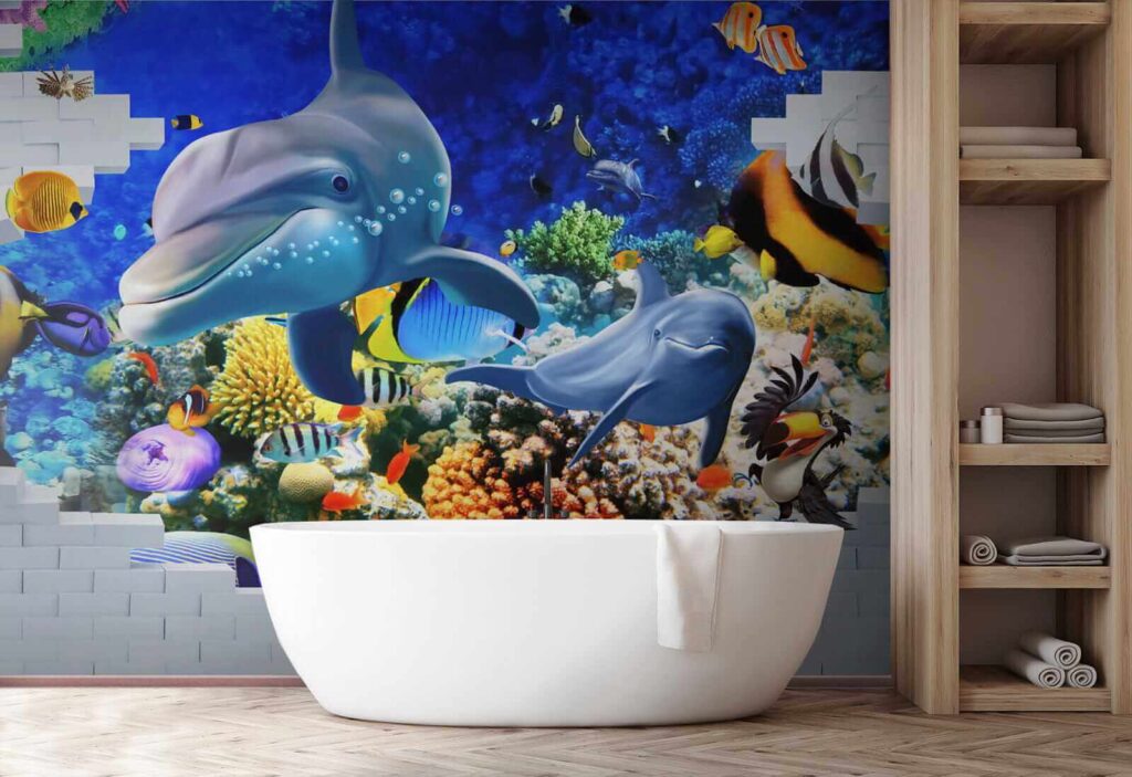 Murale di un pesce e delfini u40459pit1 1024x703 - Murale di un pesce e delfini - tegory