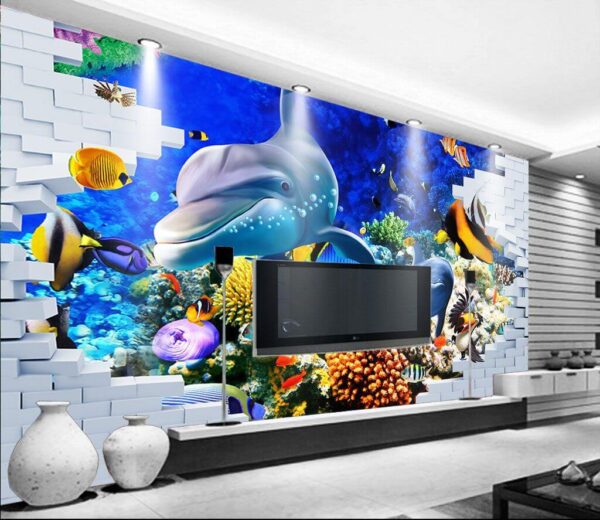 Murale di un pesce e delfini u40459pig1m 600x520 - Murale di un pesce e delfini - tegory