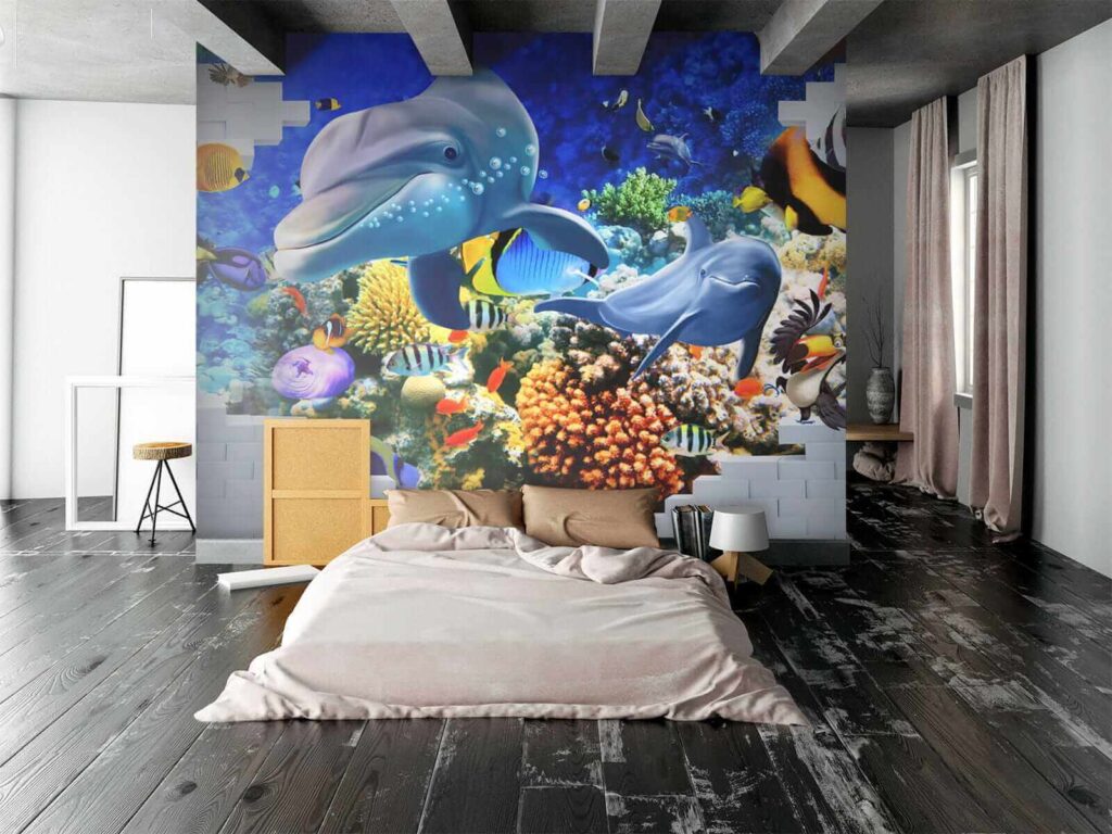 Murale di un pesce e delfini u40459pib4 1024x768 - Murale di un pesce e delfini - tegory