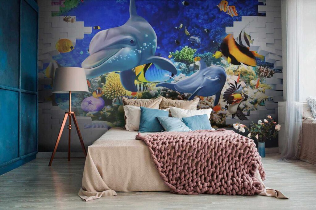 Murale di un pesce e delfini u40459pib2 1024x683 - Murale di un pesce e delfini - tegory