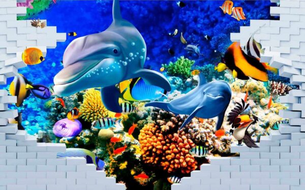 Murale di un pesce e delfini u40459p 600x375 - Murale di un pesce e delfini - tegory