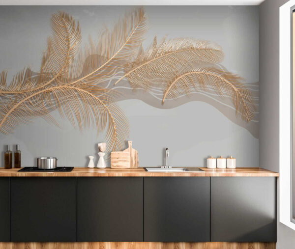 Elegant metallic feather illustration