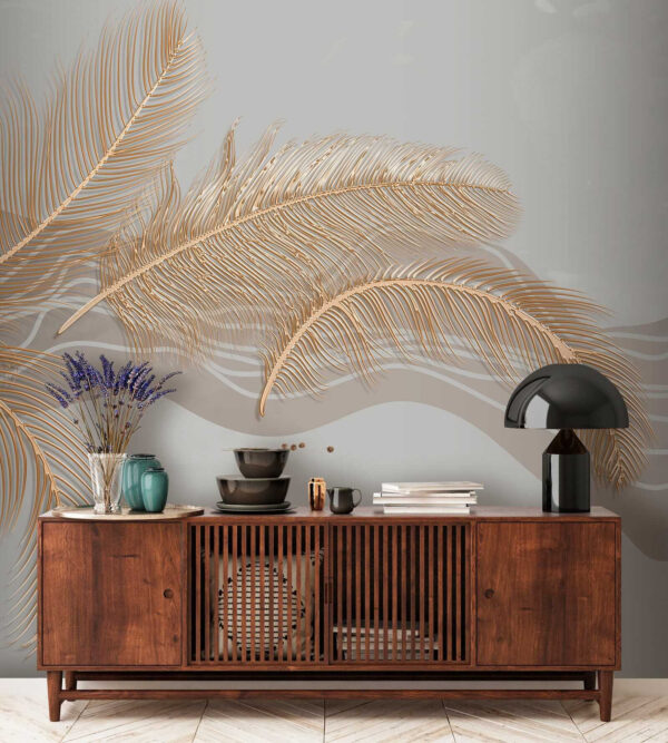 Elegant metallic feather illustration