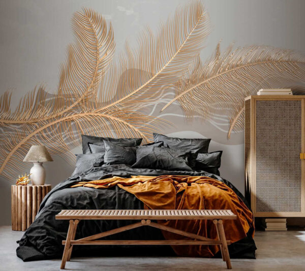 Elegant metallic feather illustration