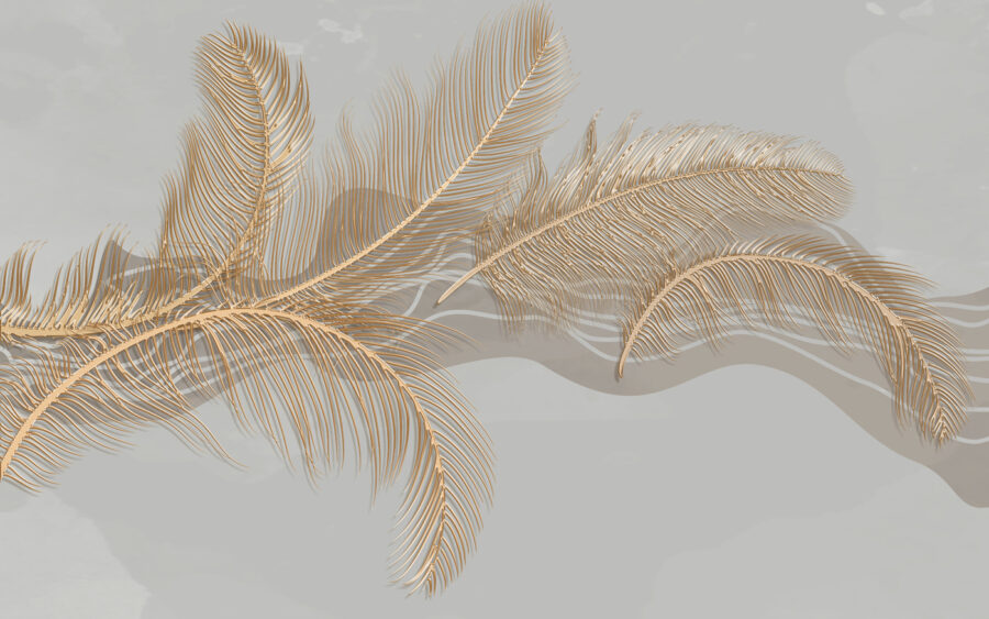 Elegante illustrazione di piume metalliche.