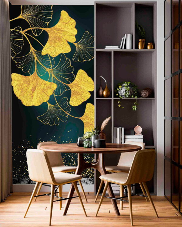 Foglie di ginkgo e uccelli in eleganza Foglie di ginkgo e uccelli in eleganza