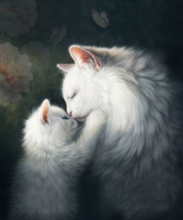 Gatto e gattino che si baciano Gatto e gattino che si baciano
