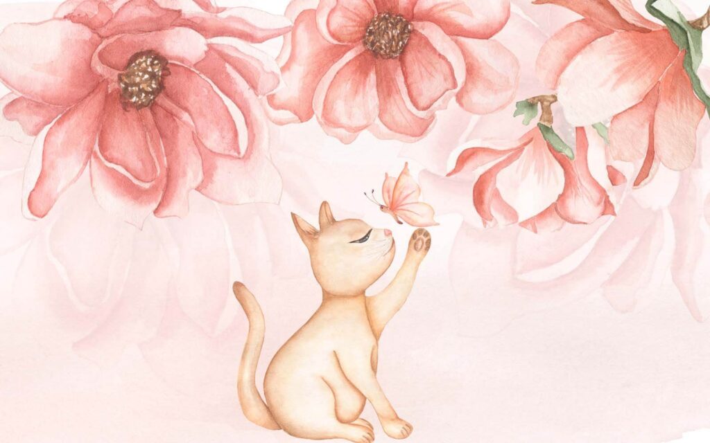 Gatto con farfalla sulla zampa Gatto con farfalla sulla zampa