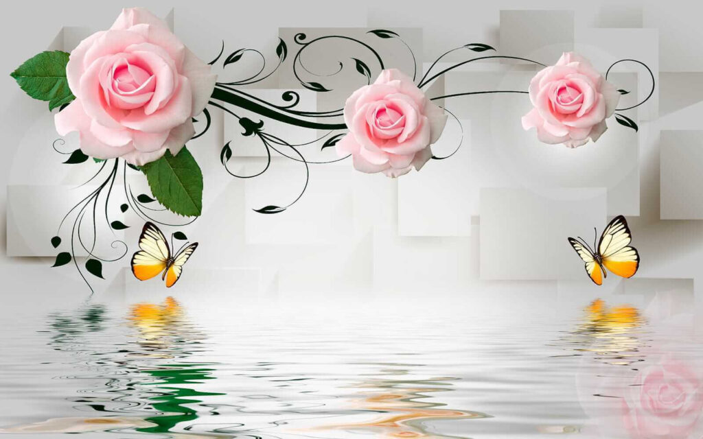 Farfalle e rose sull'acqua Farfalle e rose sull'acqua